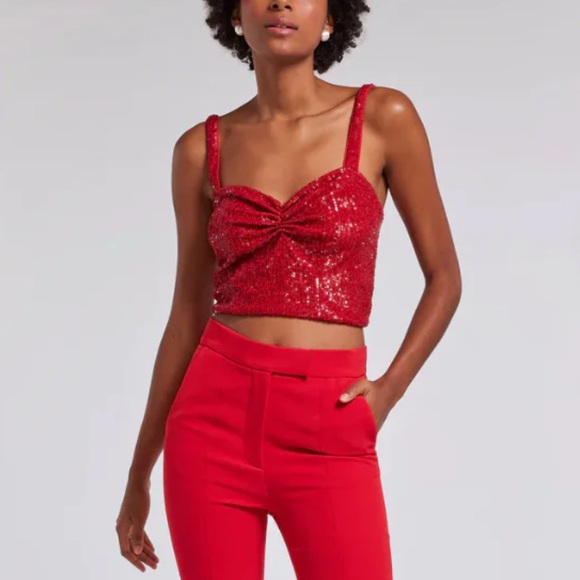 Generation Love Tops - Generation Love Estella Red Sequin Tank Top
